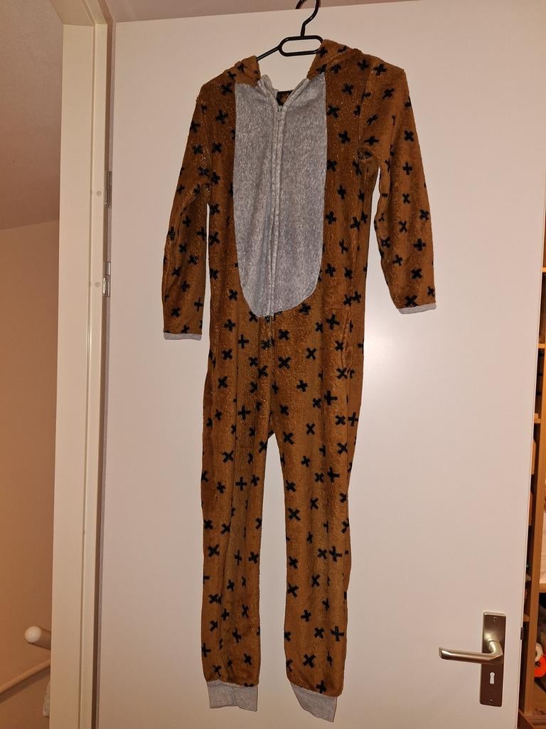 Bever Onesie Maat 134/140, Nacht- of Onderkleding, Jongen of Meisje, Ophalen of Verzenden, Zo goed als nieuw