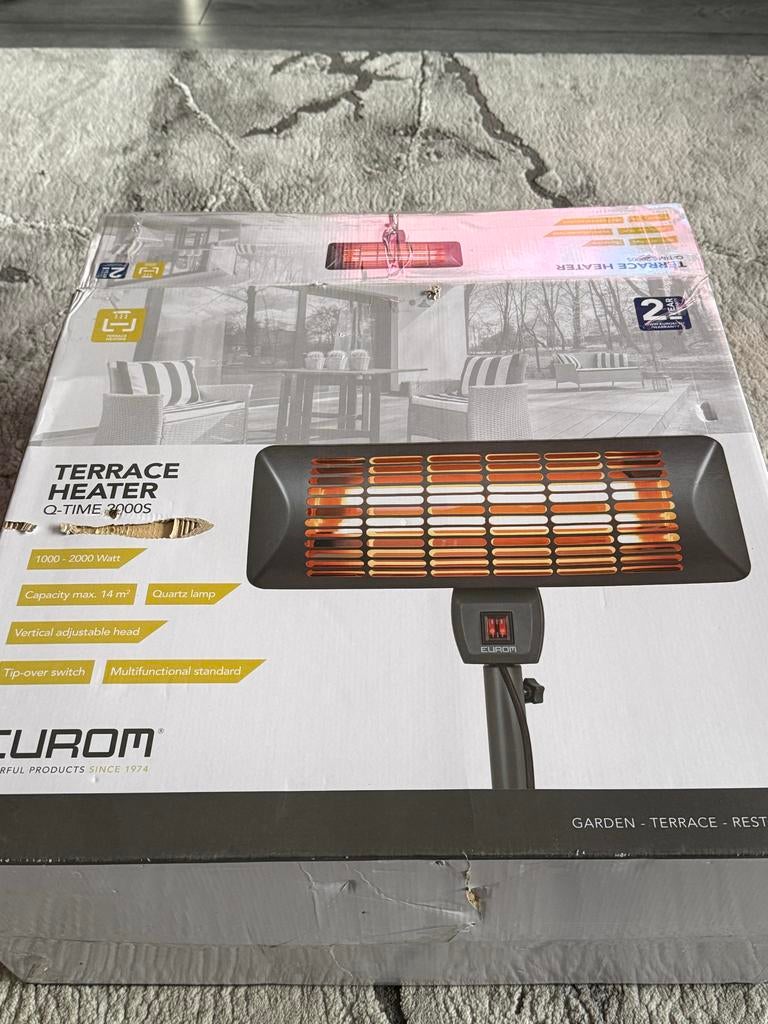 Terrace heater 1000 2000 watt, Elektrisch, Gebruikt, Vloer, Ophalen of Verzenden