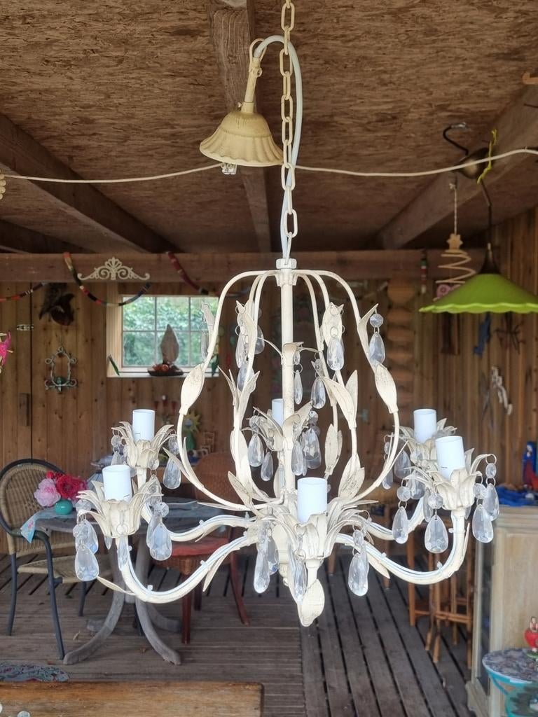 Kroonluchter met pegels, Ophalen of Verzenden, Zo goed als nieuw