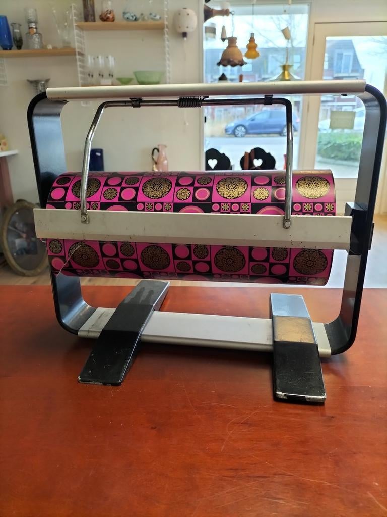 Vintage Inpakpapier met rolhouder, Antiek en Kunst, Curiosa en Brocante, Ophalen of Verzenden