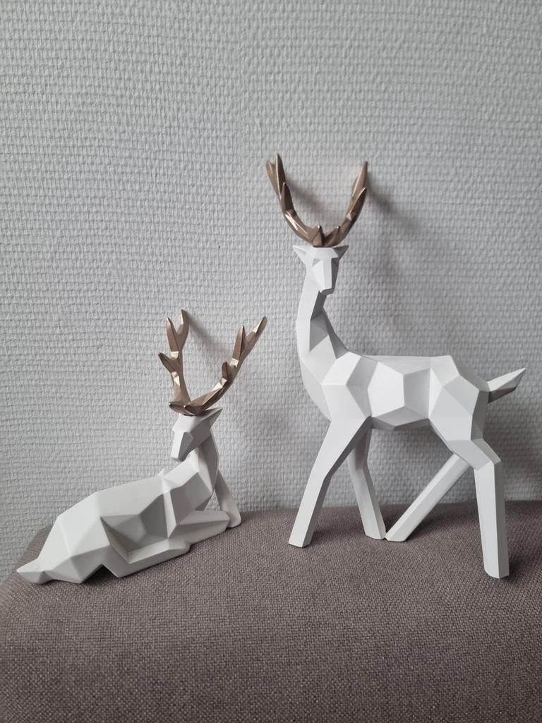 Mooie design beeldjes hert wit/goud, Ophalen of Verzenden, Nieuw