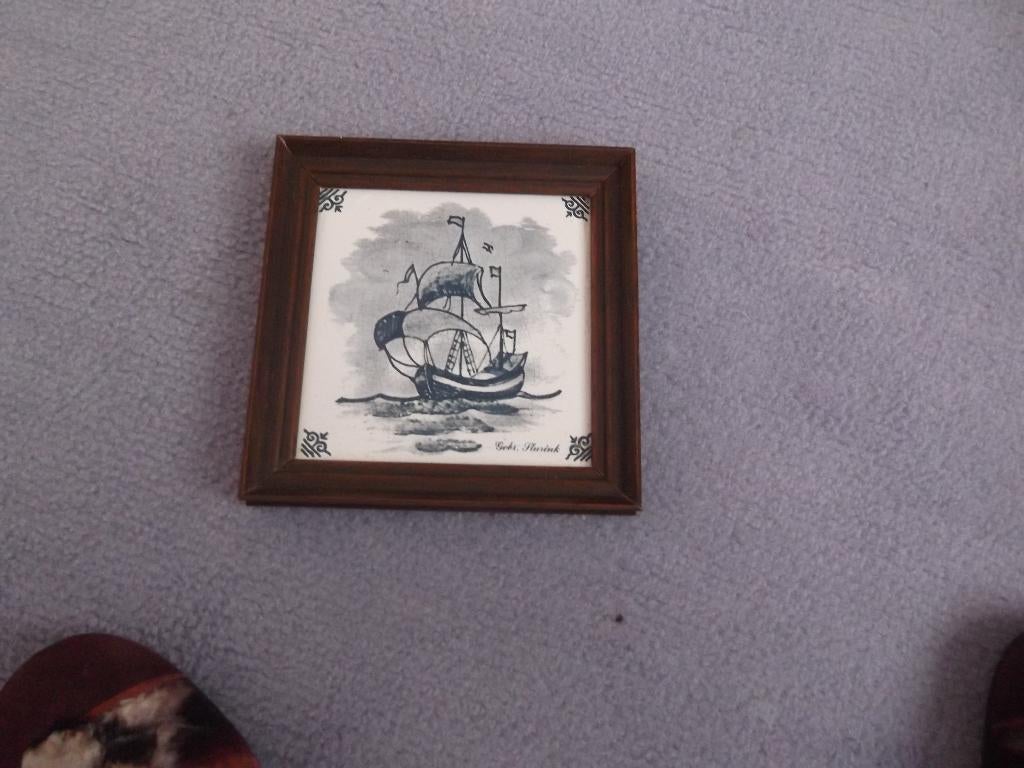 3 blauwe tegeltjes, Ophalen of Verzenden