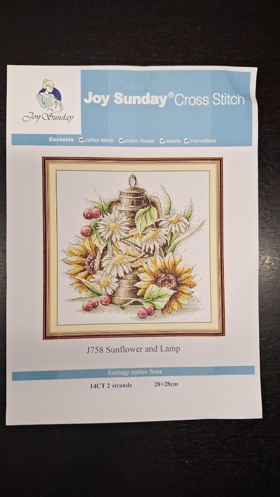 Borduur pakket nieuw: Zonnebloem en lamp, Hobby en Vrije tijd, Borduren en Borduurmachines, Nieuw, Borduurpakket, Handborduren