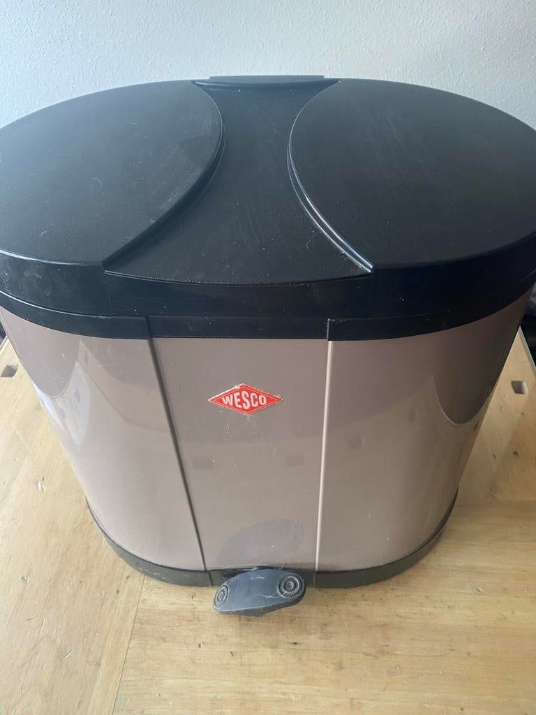 Wesco Dubbele Afvalemmer - Afval scheiden!, Ophalen, Met pedaal, 50 tot 75 cm, Metaal