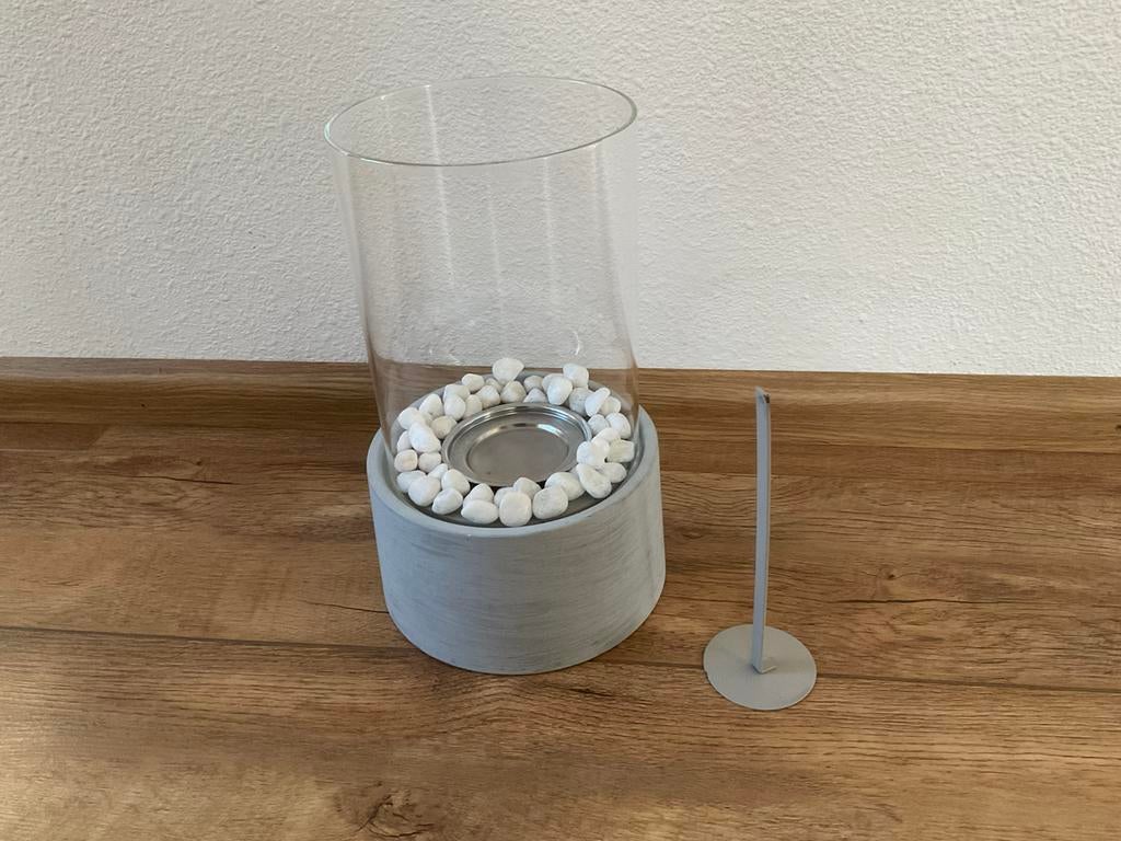 Tafelhaard bio-ethanol nooit gebruikt,grijs,29 cm. hoog, Huis en Inrichting, Ophalen of Verzenden, Zo goed als nieuw, Vrijstaande haard