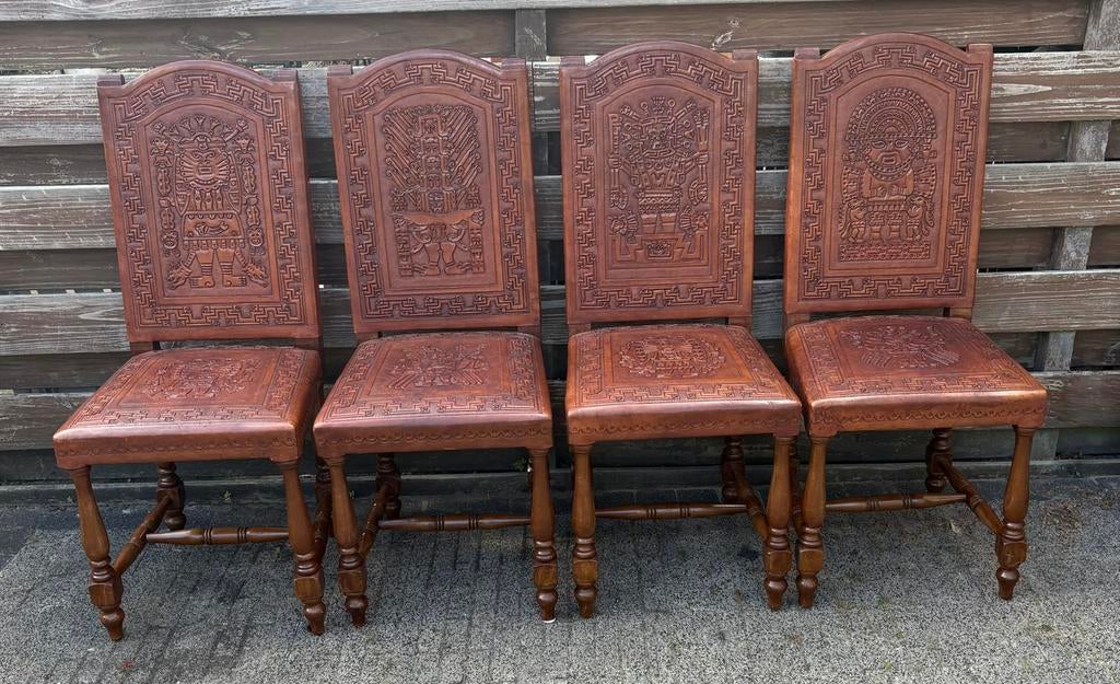 Peruaanse eetkamerstoelen, Huis en Inrichting, Ophalen, Gebruikt, 4 tot 6 stoelen