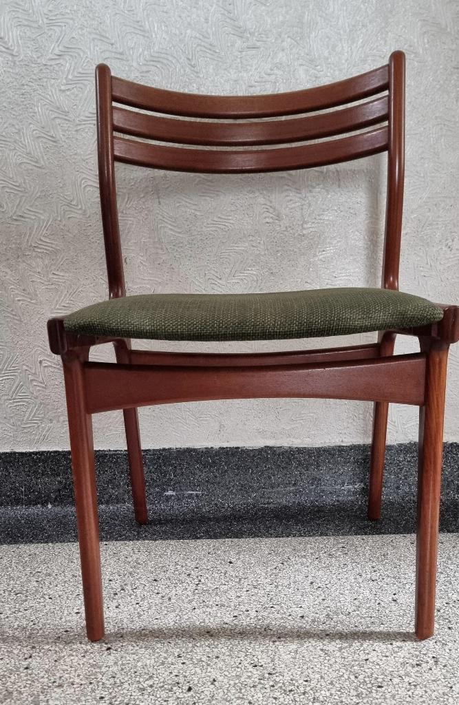 5  Johannes Andersen Denmark vintage teak stoelen, Gebruikt, Verzenden, Stof, Vijf, Zes of meer stoelen