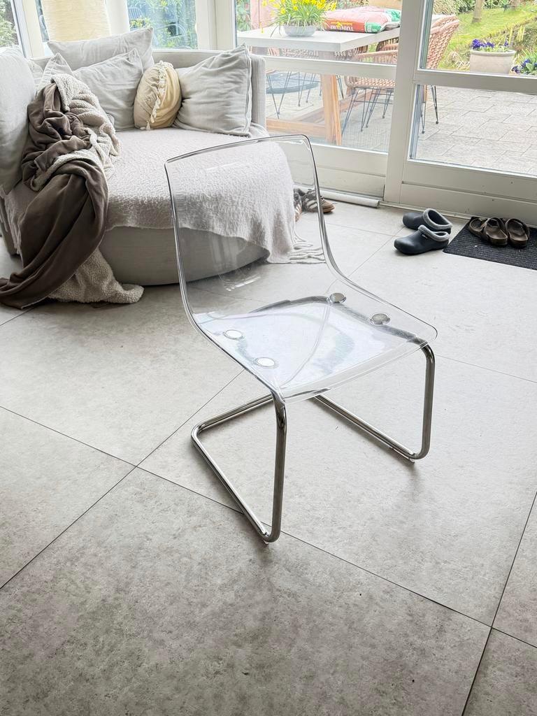 Ikea Tobias stoel transparant, Huis en Inrichting, Kunststof, Gebruikt, Overige kleuren, Ophalen of Verzenden