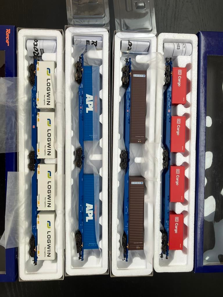 Roco DB containerdraagwagens oa. 66598, 67826, 67827, 67739, Gelijkstroom, Ophalen of Verzenden, Roco, Nieuw