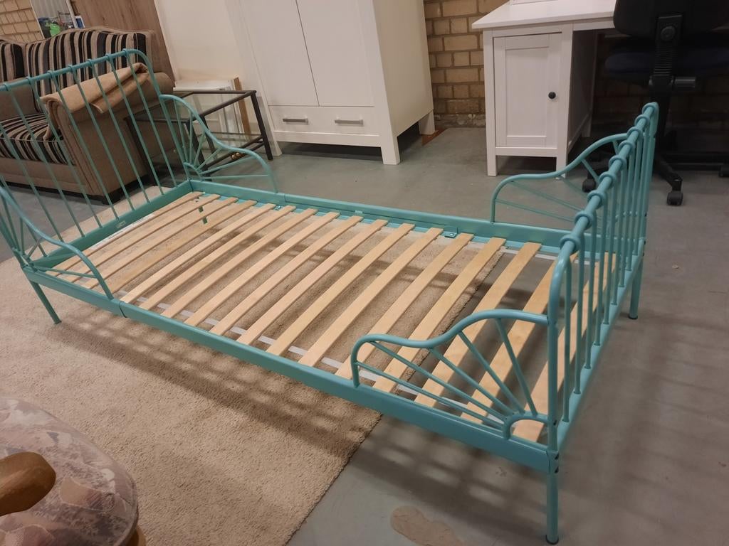 Ikea Minnen turquoise meegroeibed maximum 80x200 cm, Huis en Inrichting, Ophalen, Eenpersoons, 80 cm, 200 cm