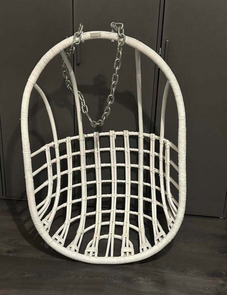 Sissyboy hangstoel/ eggchair, Huis en Inrichting, Ophalen, Wit, Riet of Rotan, Zo goed als nieuw