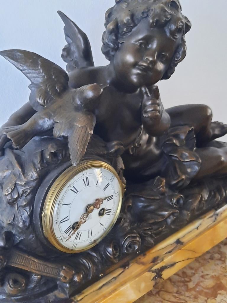 Samac Klok met Cupido, gesigneerd August Moreau, Antiek en Kunst, Ophalen