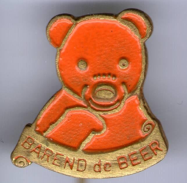 Barend de Beer oranje op koper strip speldjes( R_034 ), Verzamelen, Verzenden, Nieuw, Figuurtje, Speldje of Pin
