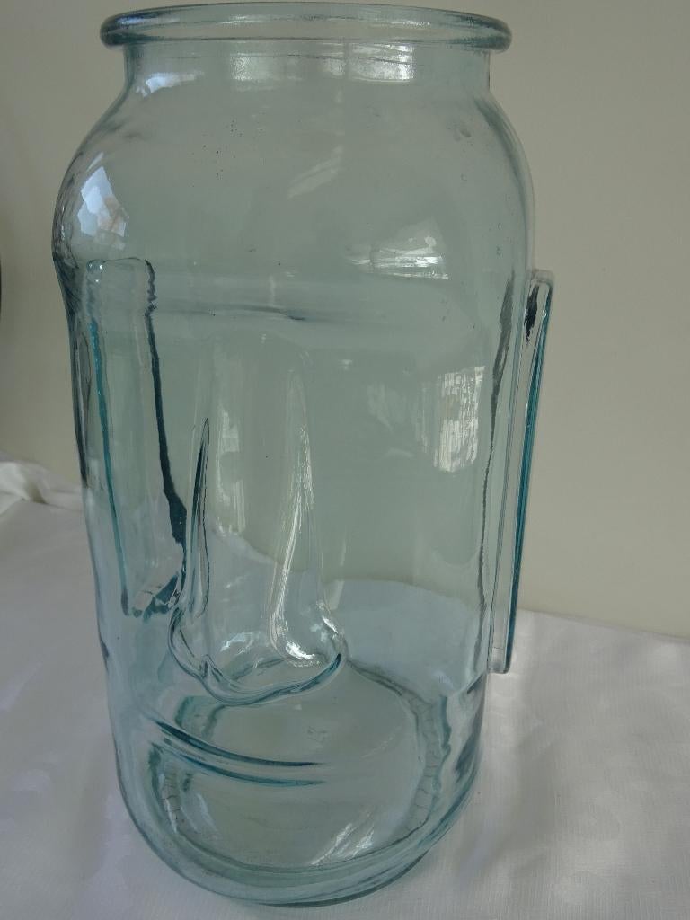 Moai tiki glazen vaas gezicht Paaseiland vintage vaas glas, Overige kleuren, Ophalen of Verzenden, Minder dan 50 cm, Glas