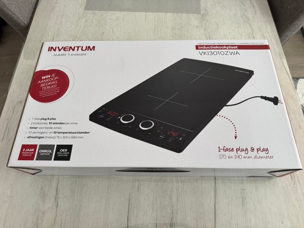 Inventum Inductie Kookplaat | Nieuw | Normale Stekker, Ophalen, Nieuw, 3 kookzones of minder, Inductie