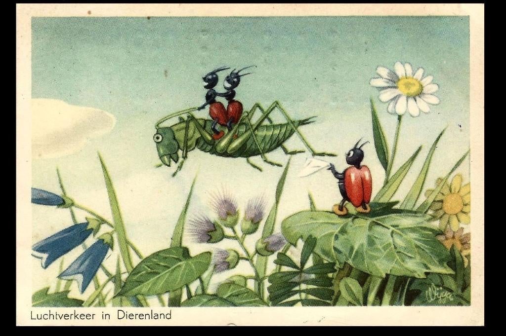 Jan Wijga dieren serie Luchtverkeer in dierenland, Verzenden, 1940 tot 1960, Gelopen, Overige thema's