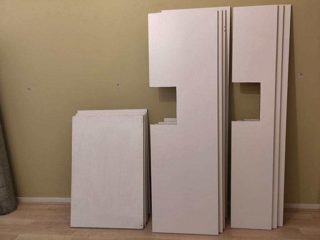 Gelamineerde platen, wit, diverse afmetingen, Doe-het-zelf en Verbouw, Platen en Panelen, Ophalen, Gebruikt