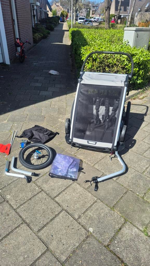 Thule Chariot Lite Double met hardloop wiel - Z.G.A.N., Duowagen, Zo goed als nieuw, Combiwagen, Ophalen