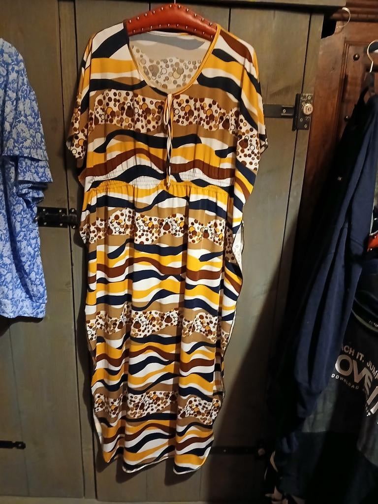 Zomerse Kaftan Jurk met Retro Print maat 48 oto 60cm, Onbekend, Ophalen, Zo goed als nieuw, Jurk