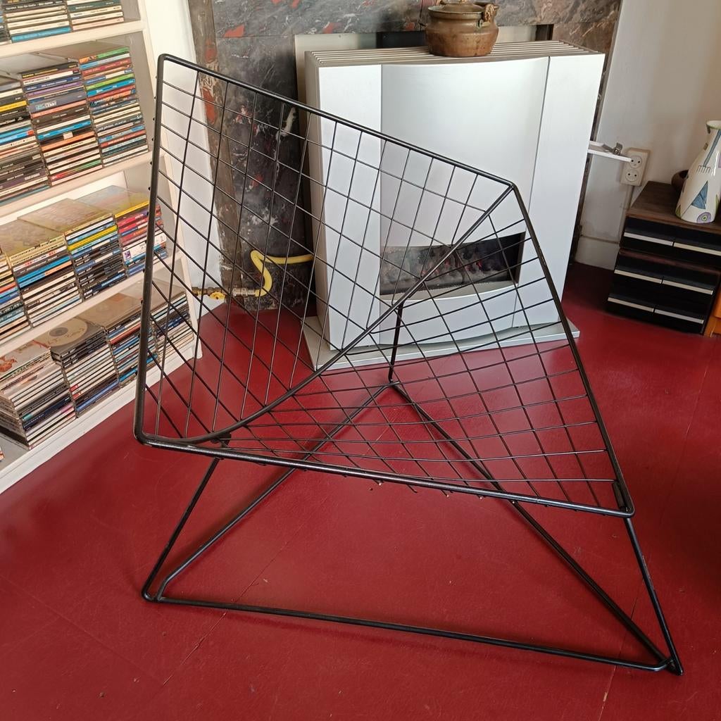 Vintage design Gammelgaard Ikea Oti stoel zwart draadstaal, Gebruikt, Minder dan 75 cm, Ophalen of Verzenden, Metaal