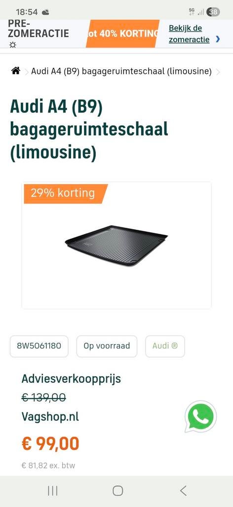 Nieuwe originele Audi a4 avant kofferbakschaal, kofferbakmat, Auto diversen, Automatten, Ophalen of Verzenden, Nieuw