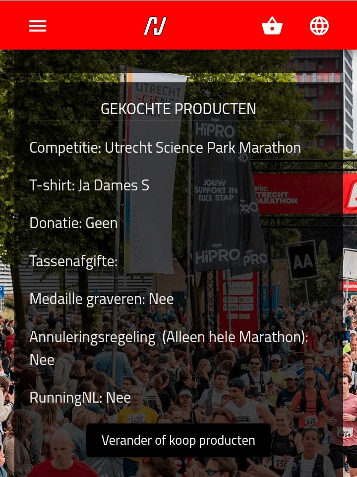 Utrecht Marathon (hele) + shirt, Tickets en Kaartjes, Evenementen en Festivals, Eén persoon