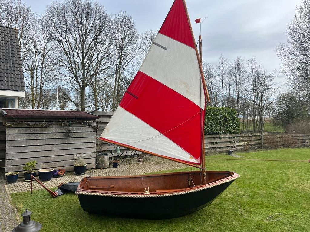 Houten Jol met Gaffeltuig - Vaarklaar en Compleet, Ophalen, Geen motor, Gebruikt, Optimist