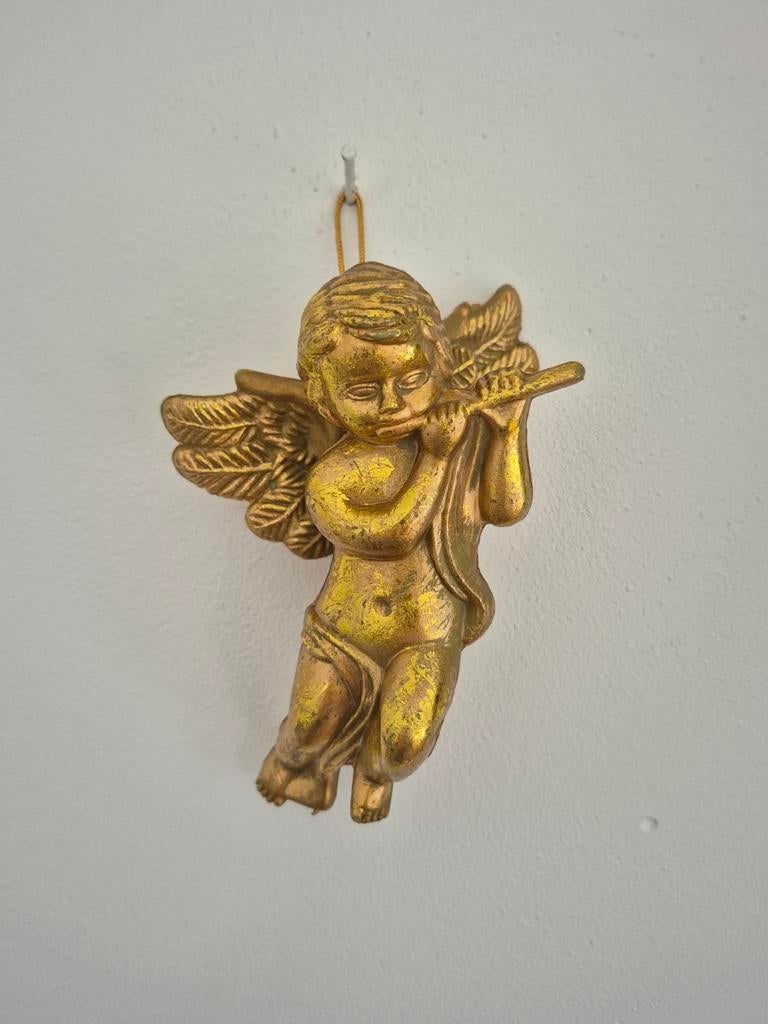 Gouden plastic engeltje, 14 cm hoog, Ophalen of Verzenden, Gebruikt