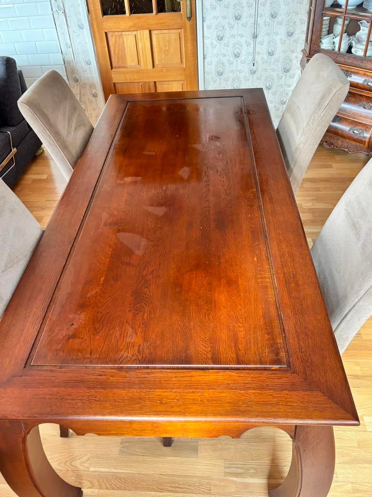 Massief kersen eettafel 200 cm, Huis en Inrichting, Tafels | Eettafels, Gebruikt, 50 tot 100 cm, 200 cm of meer, Vijf personen of meer