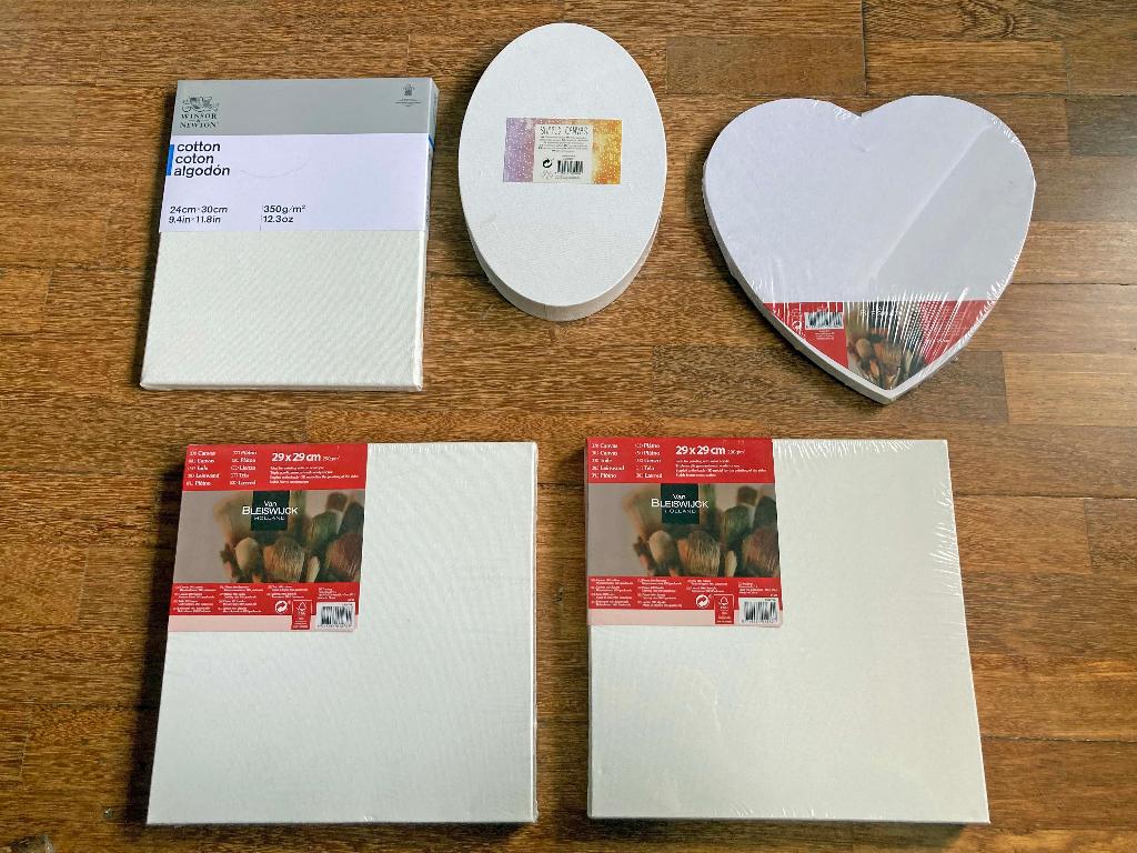 5x canvas om op te schilderen diverse maten tot 29 x 29 cm, Ophalen of Verzenden, Nieuw, Doek