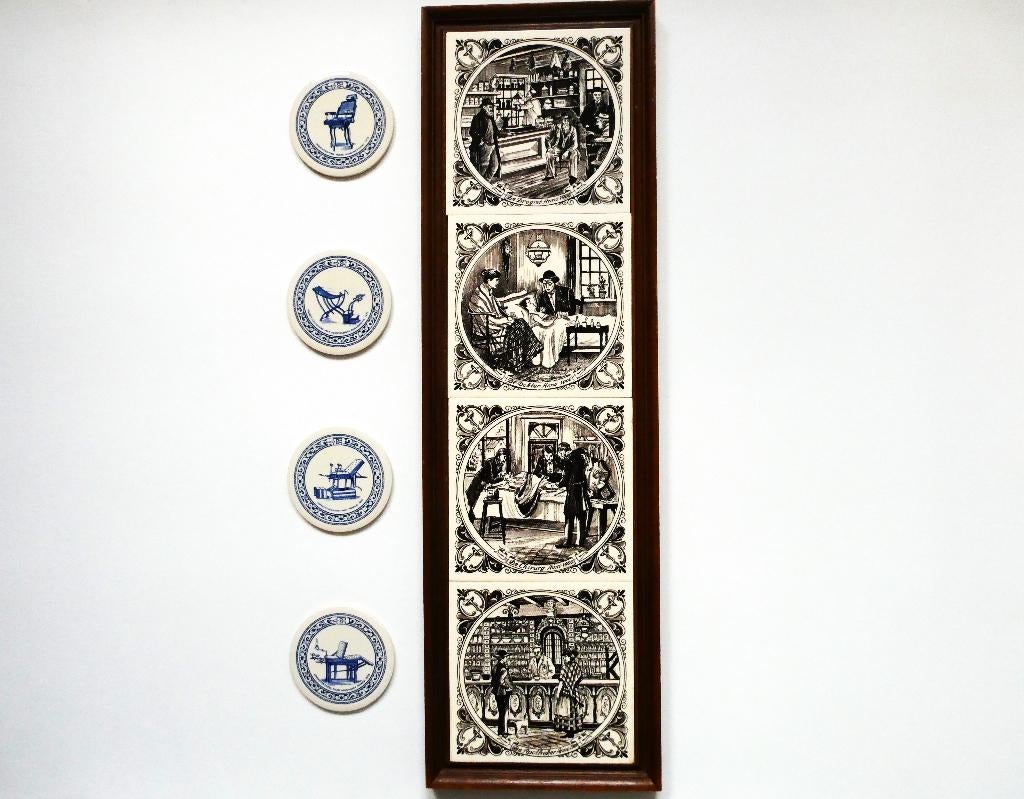 Tegeltableau met 4 onderzetters met medische afbeeldingen, Ophalen of Verzenden