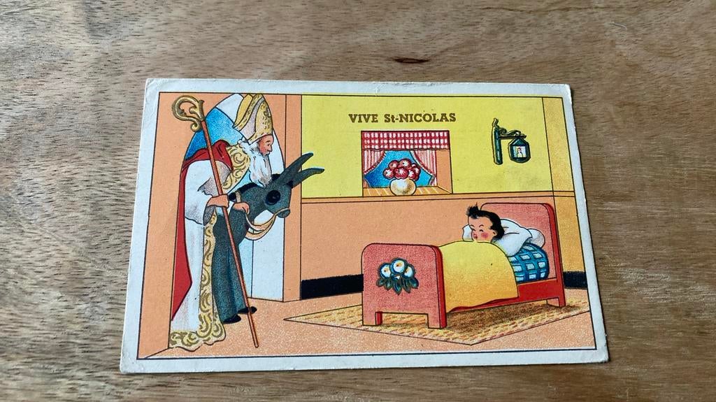 Oude ansichtkaart Sinterklaas Vive St. Nicolas, Ophalen of Verzenden, 1920 tot 1940, Ongelopen