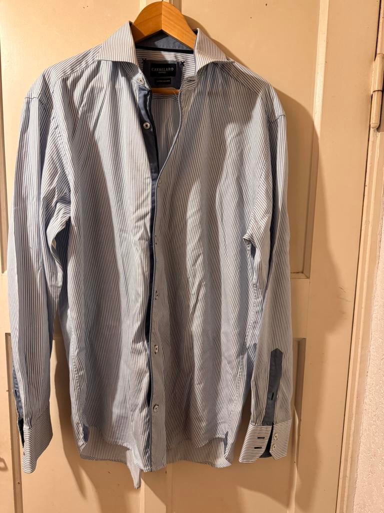 Cavallaro Napoli overhemd boordmaat 44 = XL, Kleding | Heren, Overhemden, Ophalen of Verzenden, Zo goed als nieuw, Blauw, Halswijdte 43/44 (XL)