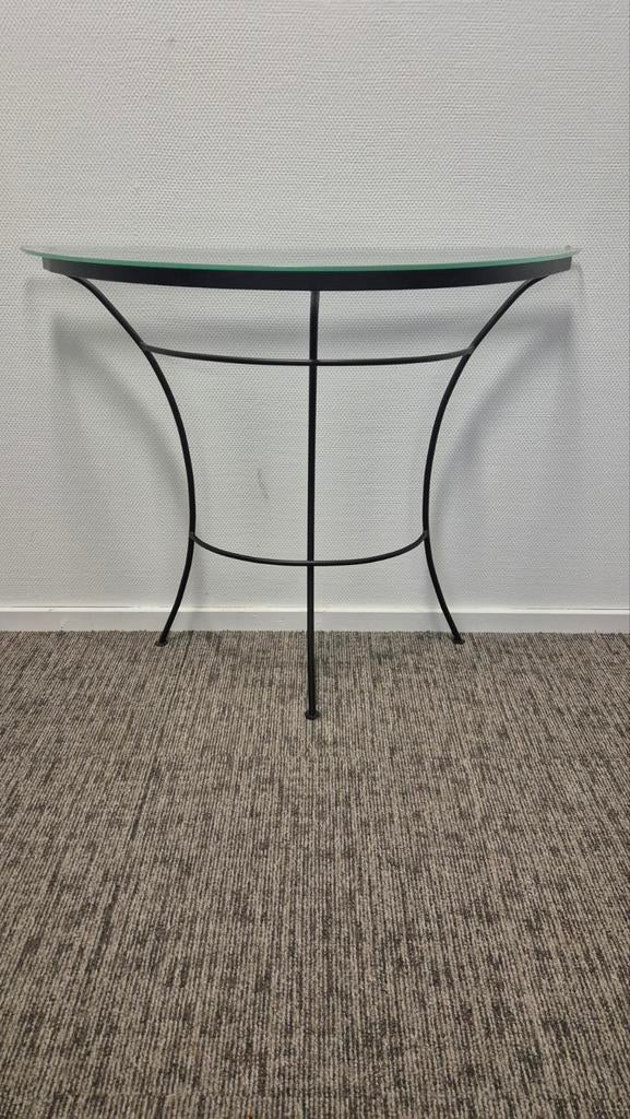 Wandtafel glas en zwart staal, Huis en Inrichting, Tafels | Sidetables, Ophalen of Verzenden, 25 tot 50 cm, Rechthoekig, 50 tot 100 cm