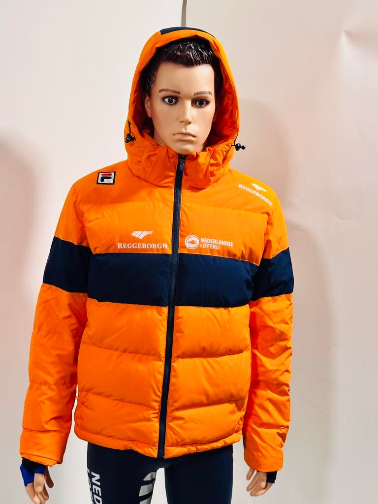 Winterjas skijas sportjas schaatsjas KNSB maat M Nederland, Ophalen of Verzenden, Zo goed als nieuw, Maat 48/50 (M), Oranje