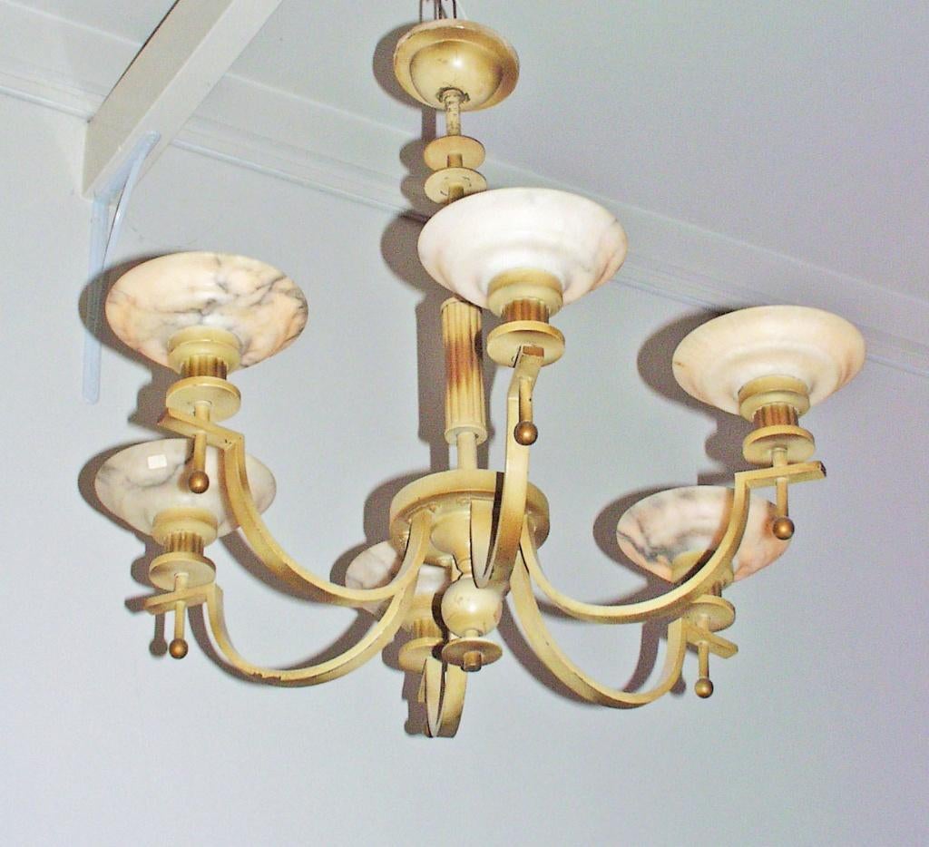 Luster albast luchter 40's., Antiek en Kunst, Ophalen