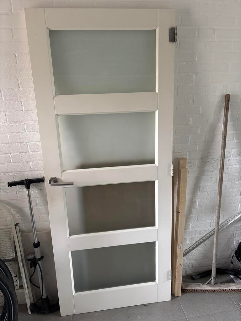 Binnendeur met glaspanelen, Gebruikt, 80 tot 100 cm, Binnendeur, Ophalen of Verzenden