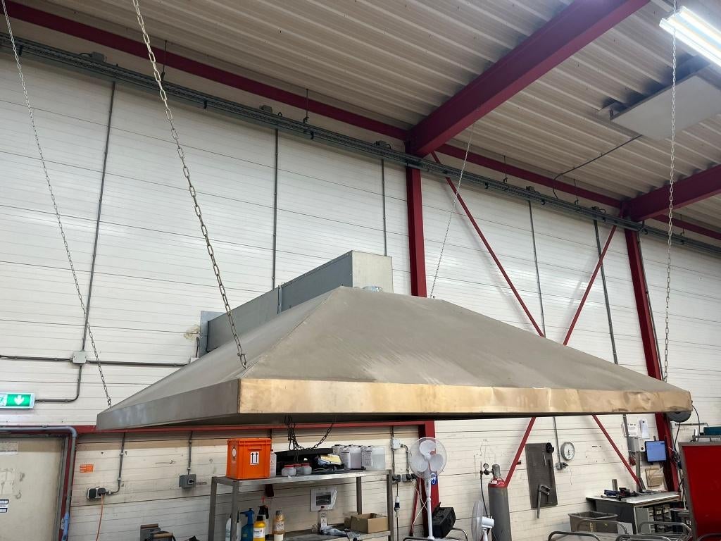 Grote afzuiging RVS industrie 2.5x2.5m, Ophalen, Gebruikt