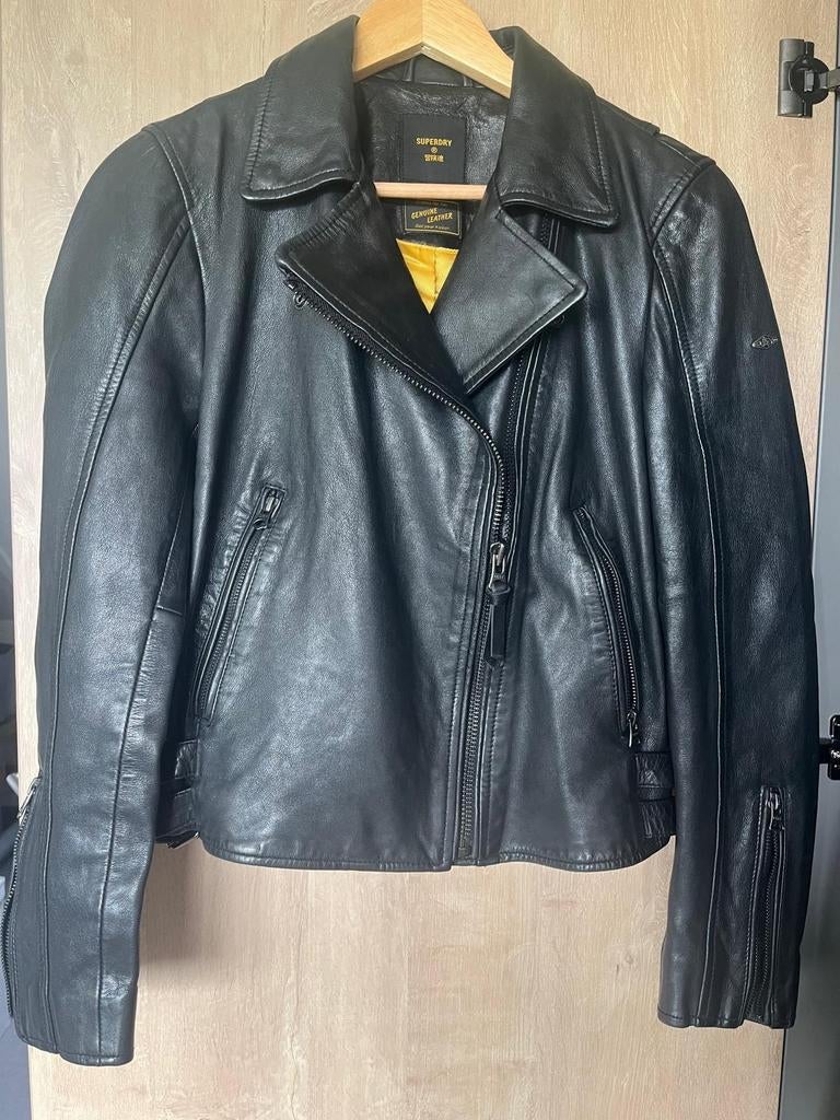 Leren dames jas Superdry, Ophalen of Verzenden, Zo goed als nieuw, Zwart