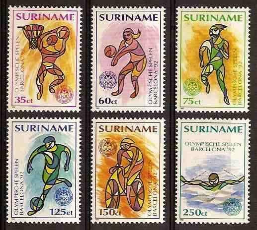 Suriname 730/5 postfris Olympische Spelen Barcelona 1992, Ophalen of Verzenden, Postfris