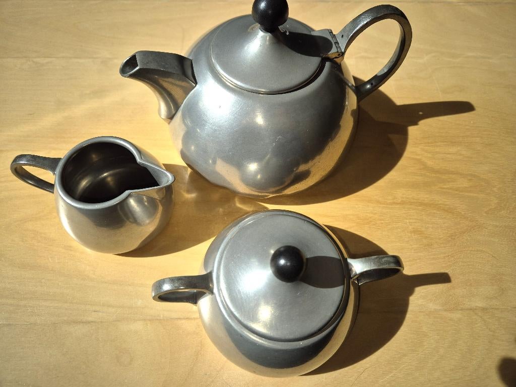 Gero tinnen theepot, melkkan en suikerpot, Antiek en Kunst, Antiek | Tin, Ophalen of Verzenden