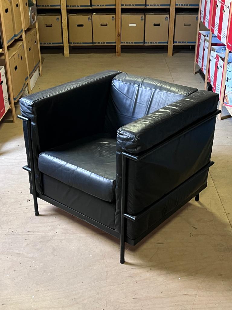 Twee vintage Harvink ''kubus" fauteuils., Ophalen, Gebruikt, Twee, Corbusier look-a-like.