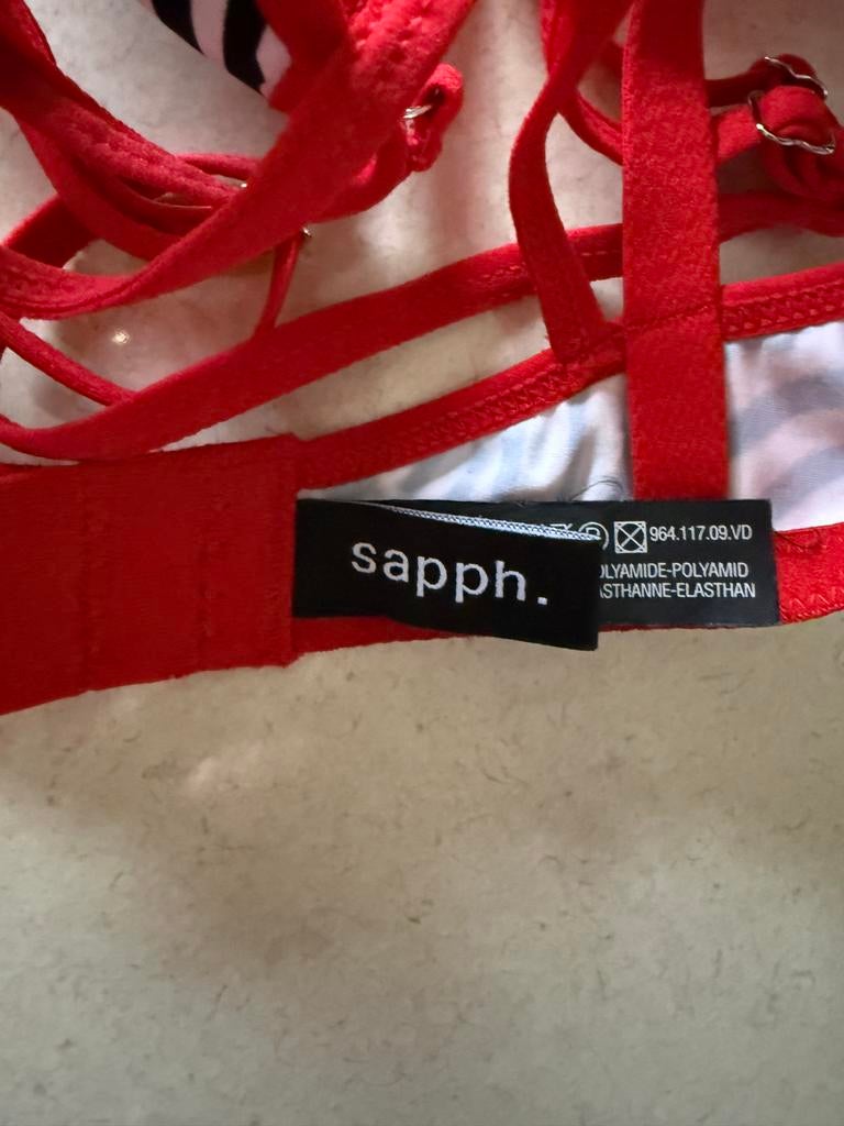 SAPPH BH Nieuwstaat 80A Rood Wit Zwart Print Verstelbaar, Ophalen of Verzenden, Rood, BH