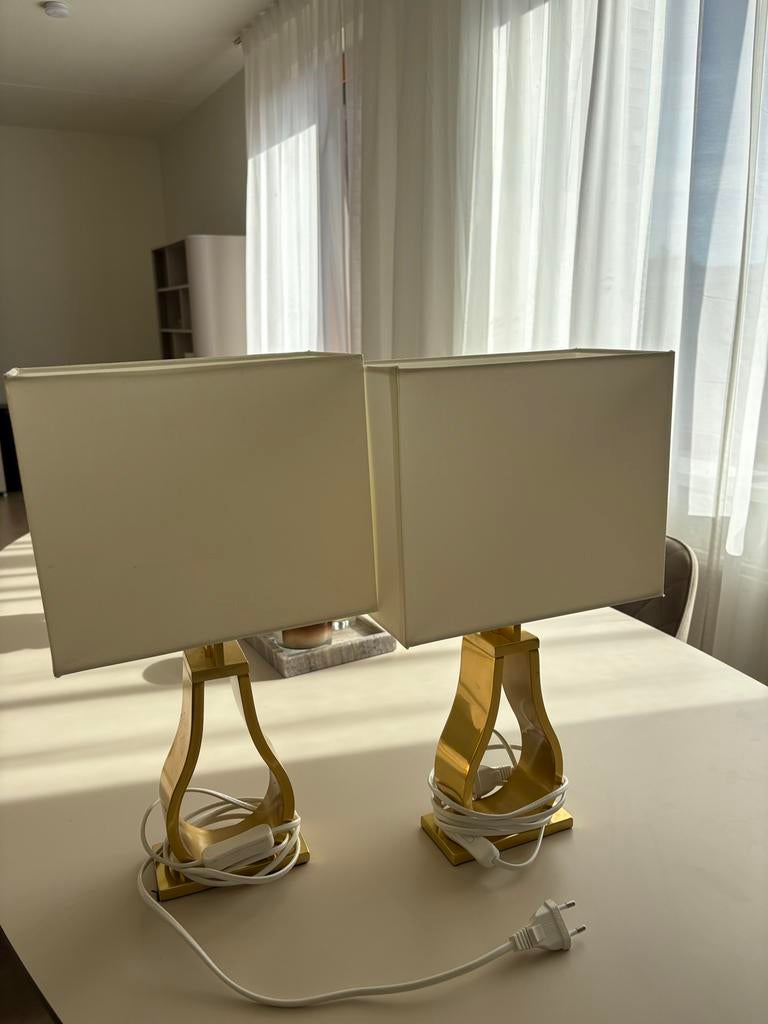 IKEA KLABB Nachtlampen - Ivoorwit & Goud/Vernikkeld, Ophalen of Verzenden, Gebruikt, Metaal, Minder dan 50 cm