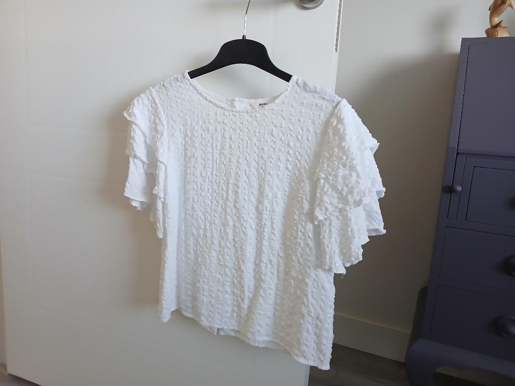 Witte dames blouse, maat 36. Merk: Object, Wit, Object, Ophalen of Verzenden, Zo goed als nieuw