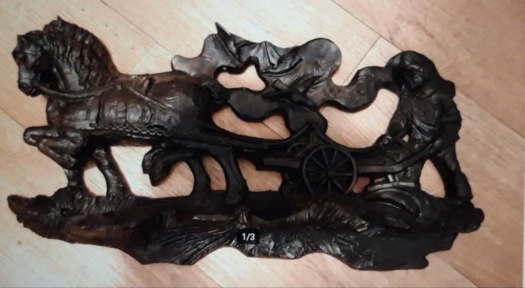 Wanddecoratie (Paard + Kar), Ophalen of Verzenden, Zo goed als nieuw