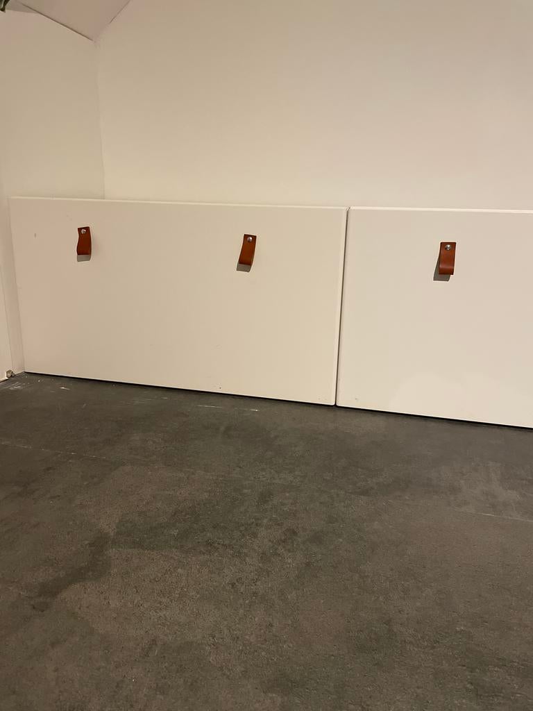 Witte opbergkisten met leren handgrepen, Ophalen, Gebruikt