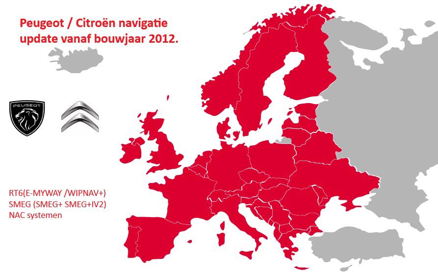 Citroën Peugeot navigatie update Europa 2026 SMEG NAC, Ophalen of Verzenden, Nieuw, Heel Europa, Update