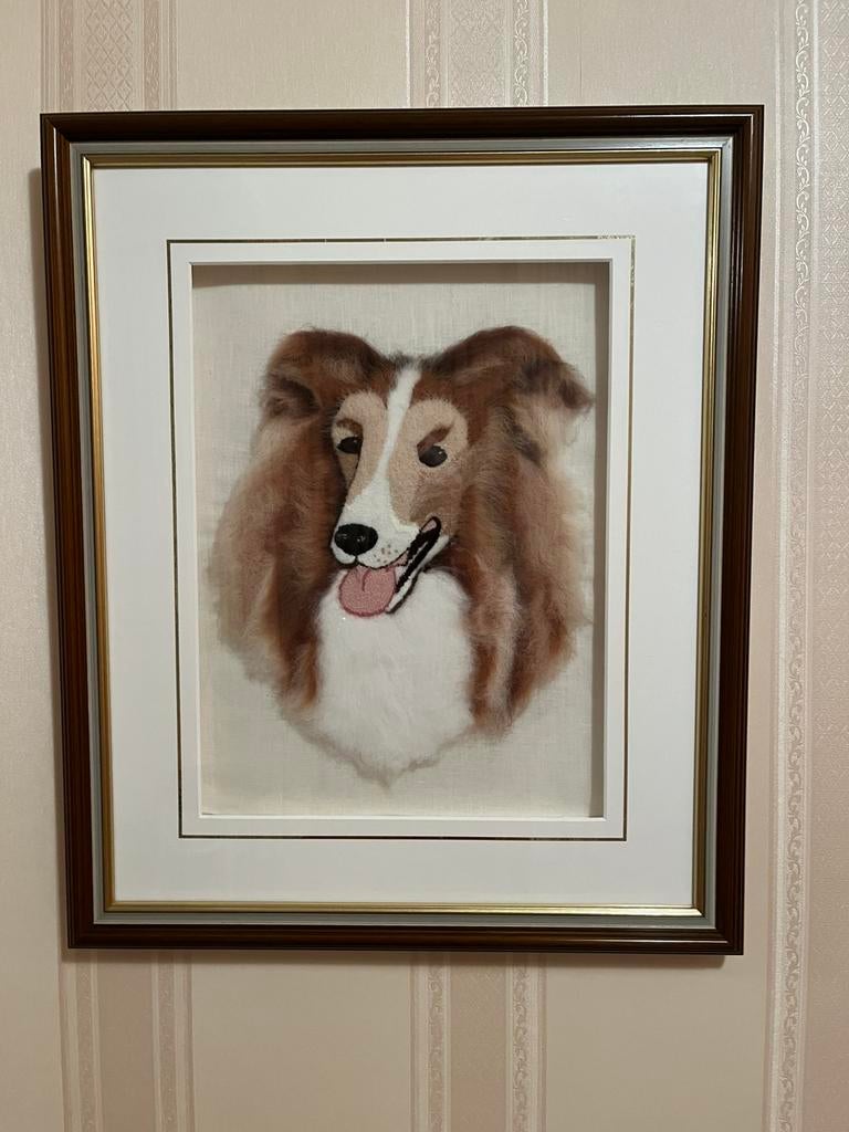 Sheltie schilderij, Ophalen of Verzenden, Zo goed als nieuw, Schilderij, Minder dan 50 cm