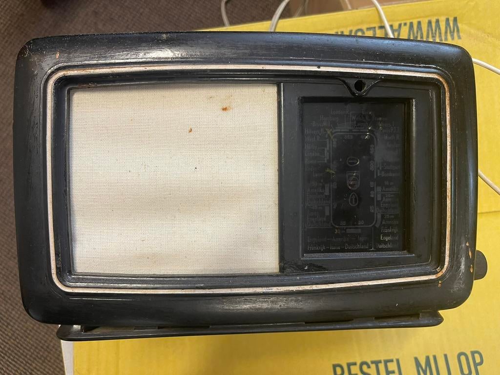 Antiek Philips 204U bakelieten radio, Ophalen of Verzenden